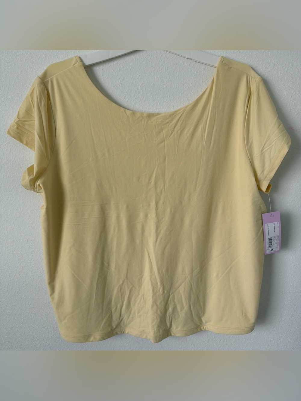 Ladies' Short Sleeve Scoop Neck Top - Pale Yellow